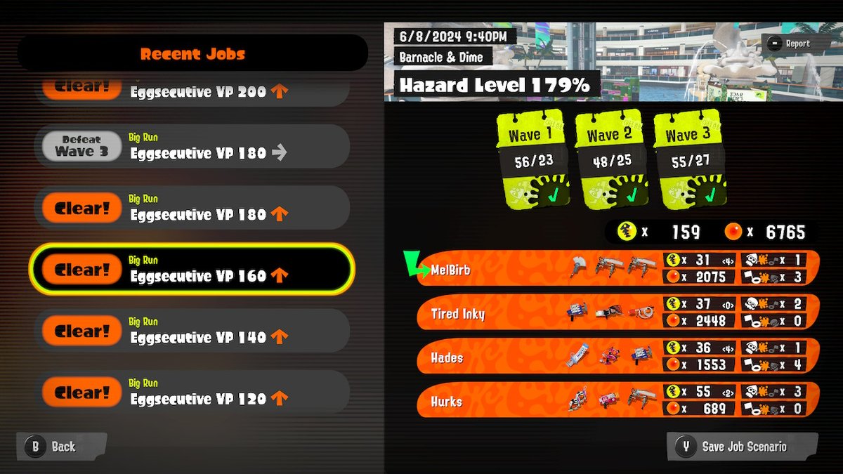 melbirb's tweet image. I just had a #good_time playing #Splatoon3 's #BigBigRun with @melbirb