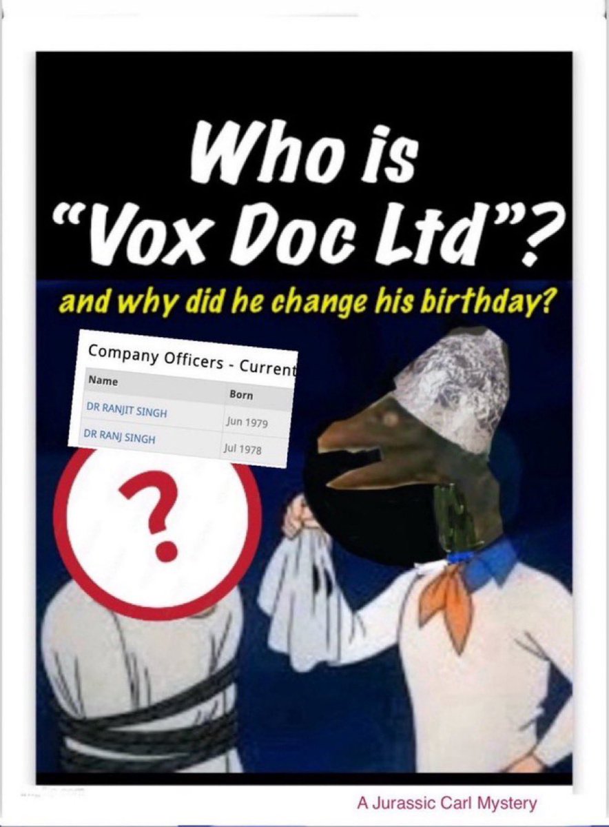 carl_jurassic's tweet photo. @TheChiefNerd That £22.5k is chump change compared to the funds hidden at #VoxDocLtd
Look at the name listed here.
Why would he change his name and birthday on the company registration?
#ITVgate
https://t.co/8SJzpFqIb9 https://t.co/SjhzqJwvKi