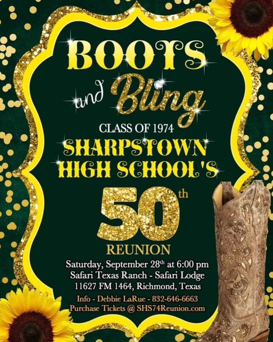 KeepingKids1st's tweet photo. Sharpstown High School's Class of 1974 is holding their 50 year Senior Prom! Do you have your tickets? I have mine!

Members of classes 71 through 76 are also invited. Come join the party! https://t.co/PVYxYne9yK