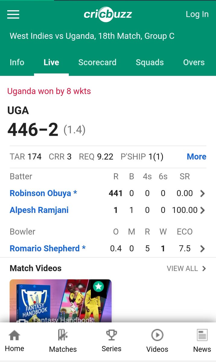 ImjalamS96's tweet photo. @cricbuzz @Shiva_cricinfo @ESPNcricinfo 
BIG BREAKING 😮
UGANDA BEAT WESTINDIES https://t.co/n5wX86ZfkP