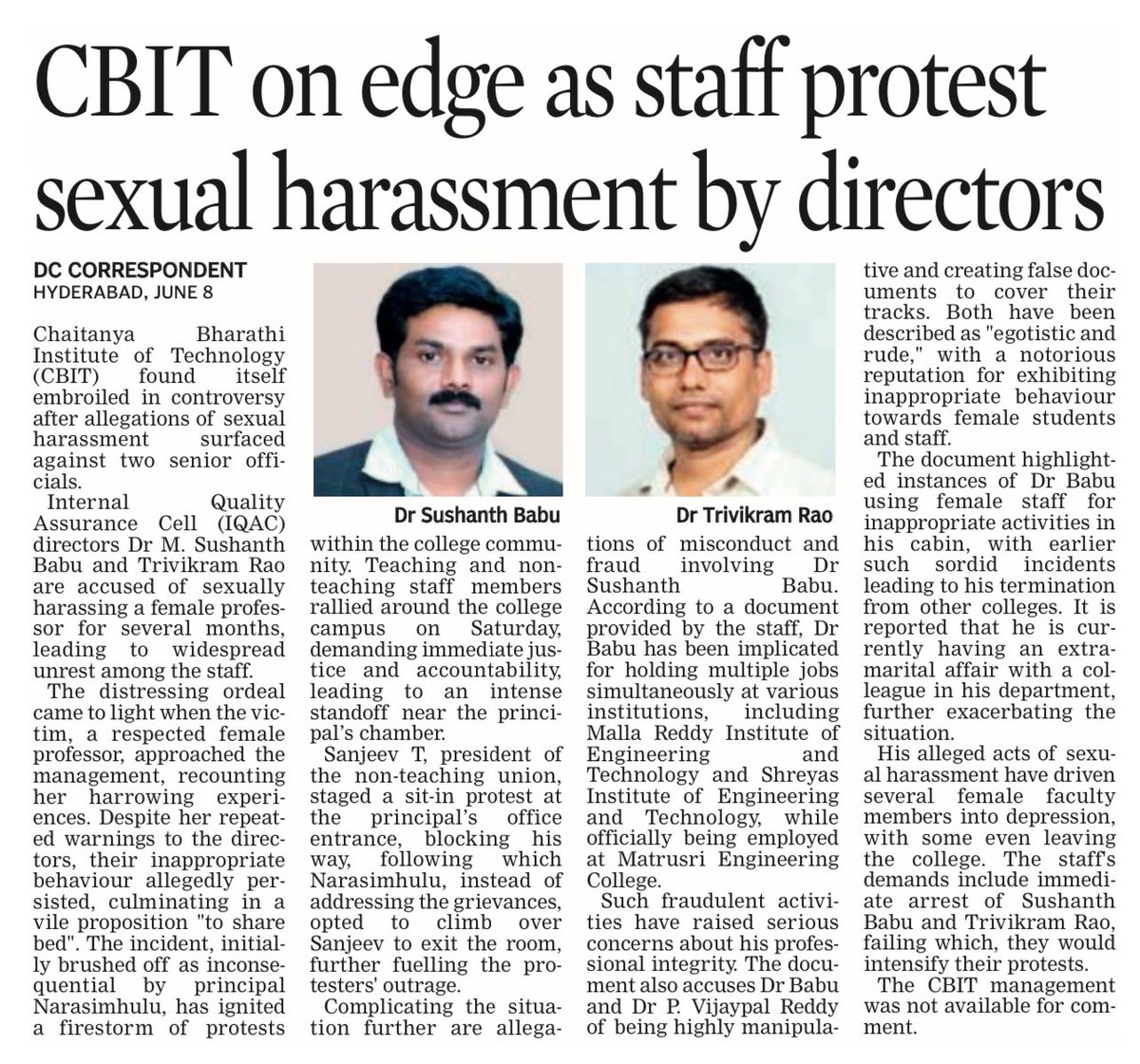 oratorgreat's tweet image. Great institutions, dark underbellies. #CBIT #THub @DeccanChronicle @THubHyd