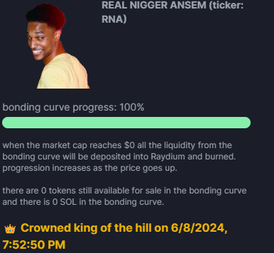 HOLY SHIT YOU FILLED REAL NIGGER ANSEM FAST $RNA