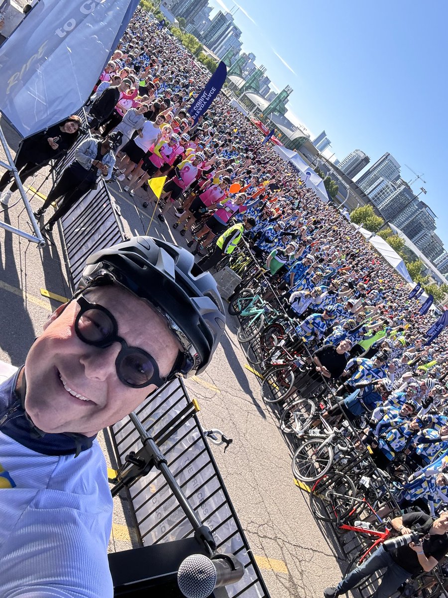garethseltzer's tweet photo. An honour to speak to the thousands of #cancer warriors today at the start of @thePMCF’s #ride2conquercancer. Day 1 is now under our belt and the ride from #Hamilton to #NiagaraFalls is ahead of us. #fcitf https://t.co/UrzXqoSmzF