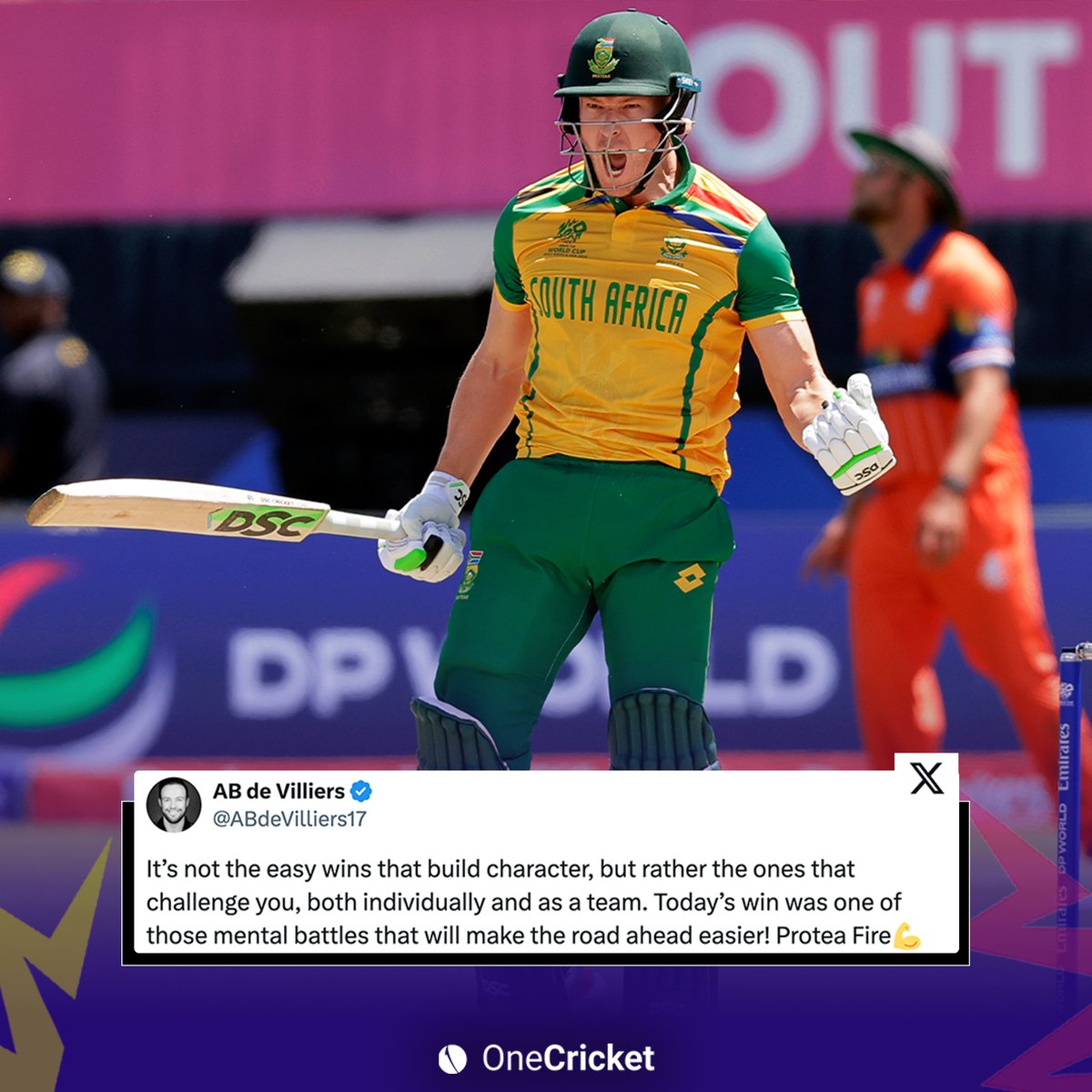 OneCricketApp's tweet photo. These are the battles that mold champions.
#NEDvsSA https://t.co/KNlcVxTojX