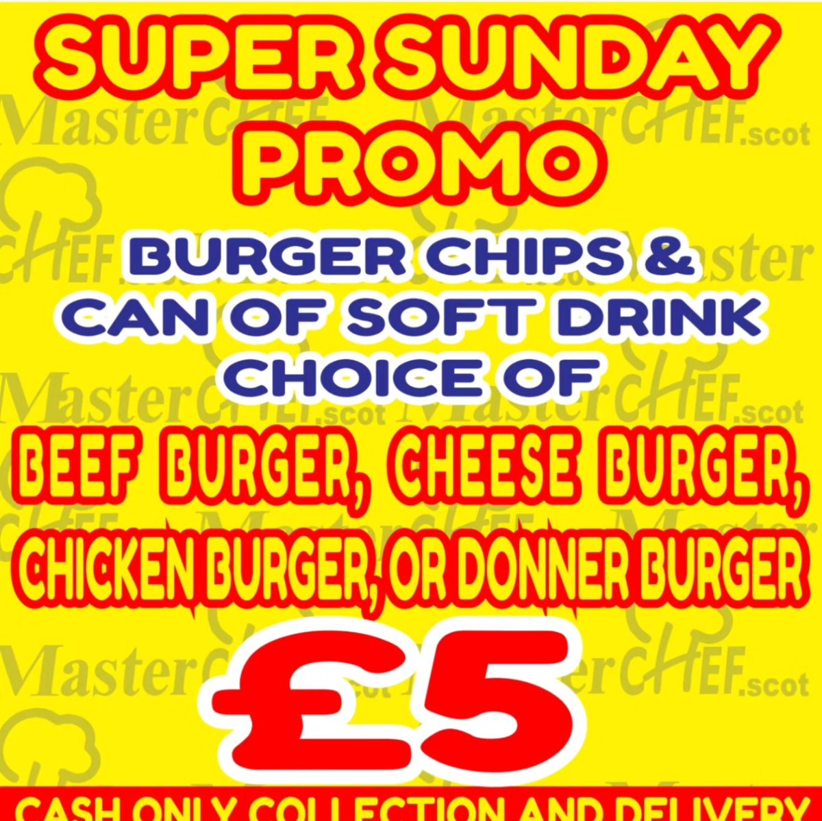 masterchef_scot's tweet image. CASH IS KING PROMO
Thursday Deals grab a munch from the sensational deals Collection or Delivery by calling the shop directly 01418807766 CASH ONLY DEALS  (when placing the order you will have to mention PROMO) T&amp;amp;C