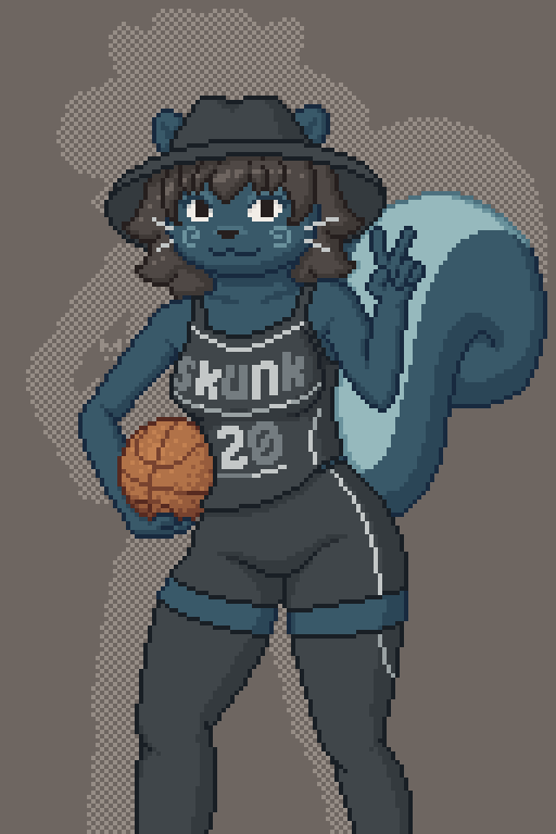misplet's tweet photo. a gift/fan art for @snowywaterz 

🏀🦨

#pixelart #furry https://t.co/rtilqyPdNh