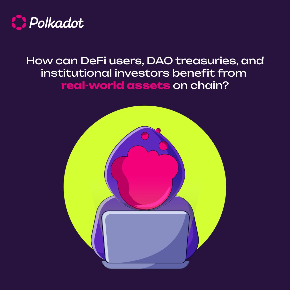 Polkadot's tweet image. Did you know? 👀 @centrifuge, a leading platform for RWAs on Polkadot, provides greater access to liquidity + transparency to DAOs, corporate investors, &amp;amp; Web3 users everywhere ✅