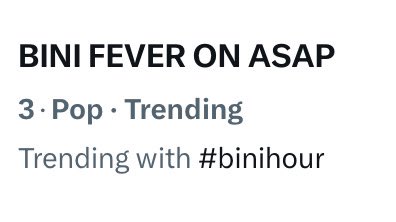 BINI_TrendsTeam's tweet photo. The official tagline and #binihour are now trending at 3rd spot! Keep safe sa mga nasa ayala, and keep on posting lang din blooms. 

BINI FEVER ON ASAP

#ASAPachieve
#BINI @BINI_ph https://t.co/BI8iHWPu81