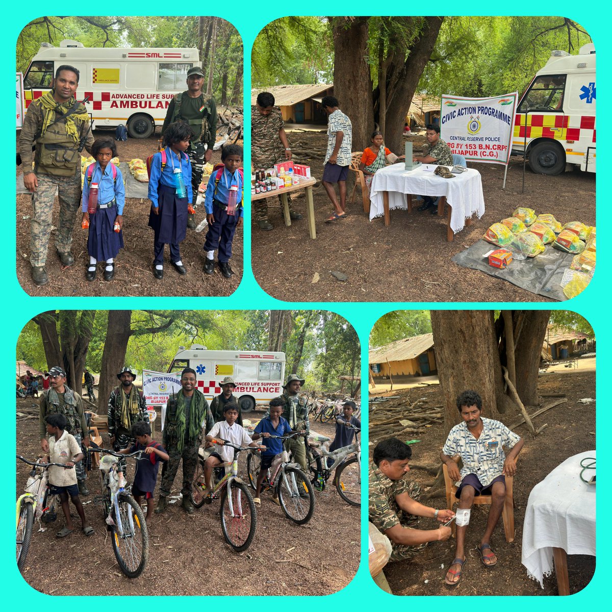 153Crpf's tweet photo. #CRPF अति घोर नक्सल क्षेत्र मे जनसंपर्क अभियान के तहत 153Bn की जी एवं बी/153 कंपनी  द्वारा नवीन कैम्प चुटवाही, थाना तर्रेम् ,जिला बीजापुर  में सिविक एक्शन प्रोग्राम का आयोजन किया गया। जिसमें आए पुरुष व महिलाओ को साइकिल व बच्चों को स्कूल ड्रेस व लेखन सामग्रियों का वितरण किया गया । https://t.co/mKTG5O0rgu