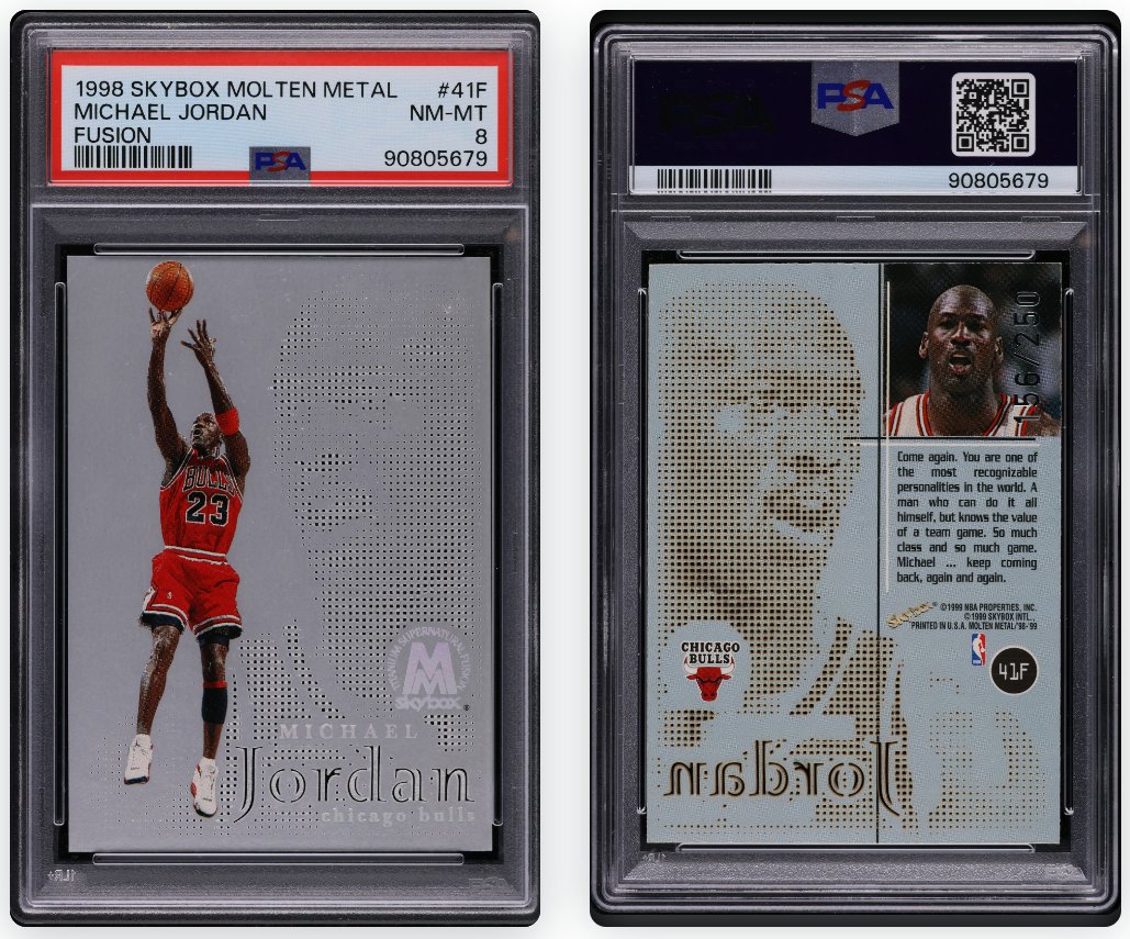 Rattle_Sports's tweet photo. 1998 SKYBOX MOLTEN METAL FUSION MICHAEL JORDAN /250 #41F PSA 8 NM-MT
https://t.co/VImRaweh7k
Weekly Sunday Auction #126 https://t.co/YKCLu9zEa1