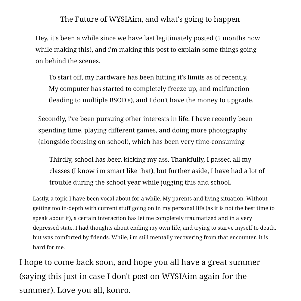 WYSIAim's tweet photo. A statement regarding the future of WYSIAim https://t.co/LKNETlGuKR