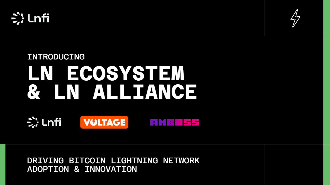 LnfiNetwork's tweet image. 📢We are excited to announce our early Ecosystem and LN Alliance partners— @voltage_cloud & @ambosstech - the leading innovators in the space.
✨These initiatives represent a significant step forward for the #LightningNetwork and #Lnfi.
👉Read the full details:…