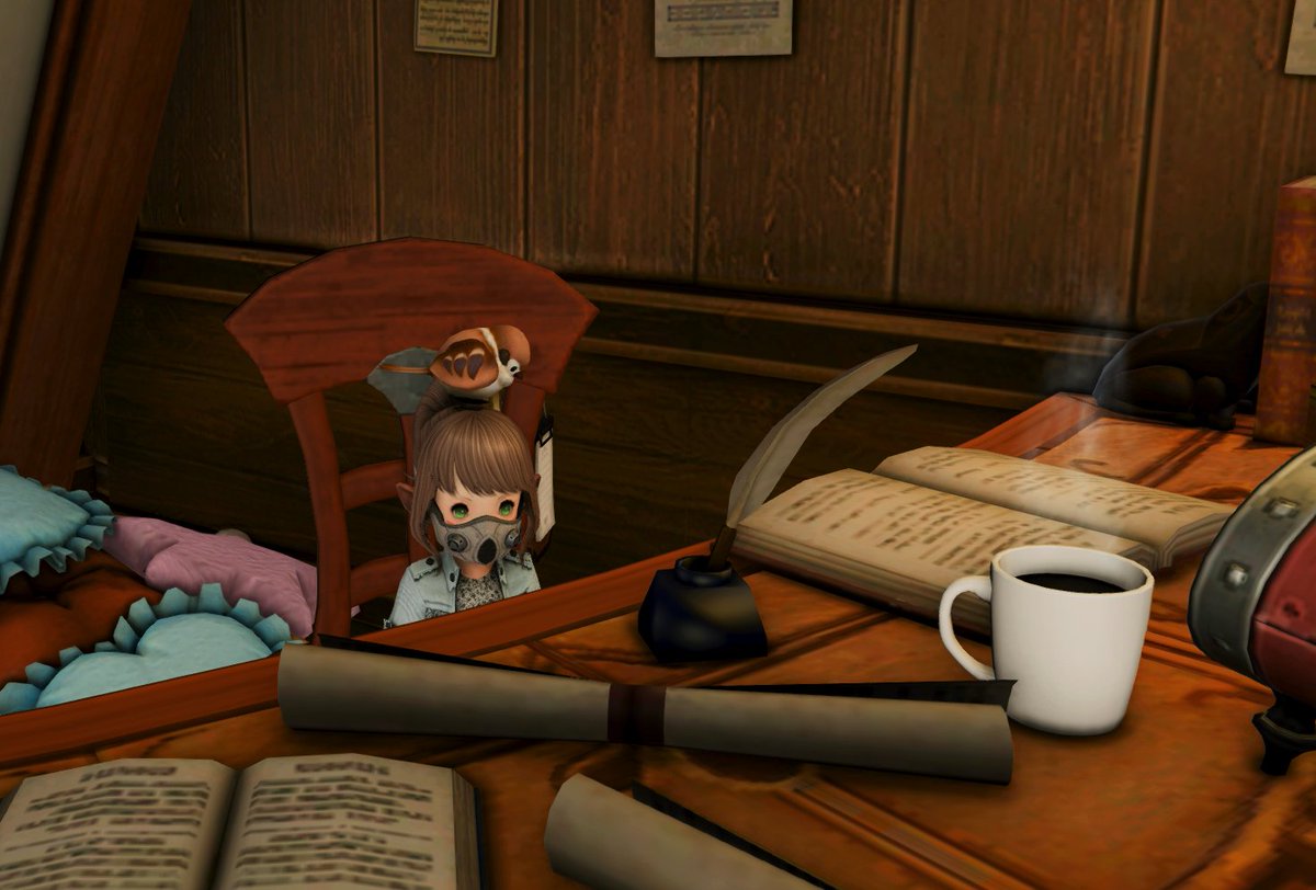 CordieFFXIV's tweet photo. After all this time, #TheLoftyLibrary is still my go-to sanctuary! When @shbrwdlvr's around, it's a cosy place for delightful company; when she's not, it remains a serene hideaway for solitude and escape.
📚🧸🌿🍀
#FFXIV #FF14 #FF14SS #Lalafell https://t.co/kYOik9g6Qu