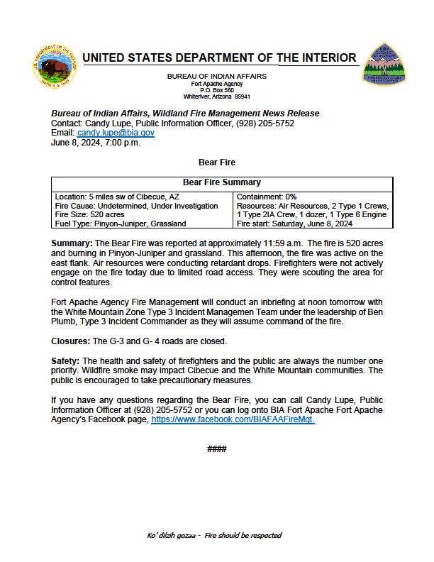 Bewickwren's tweet image. Update on #BearFire 7 pm MST June 8 2024
#AZFire
🔥🔥🔥