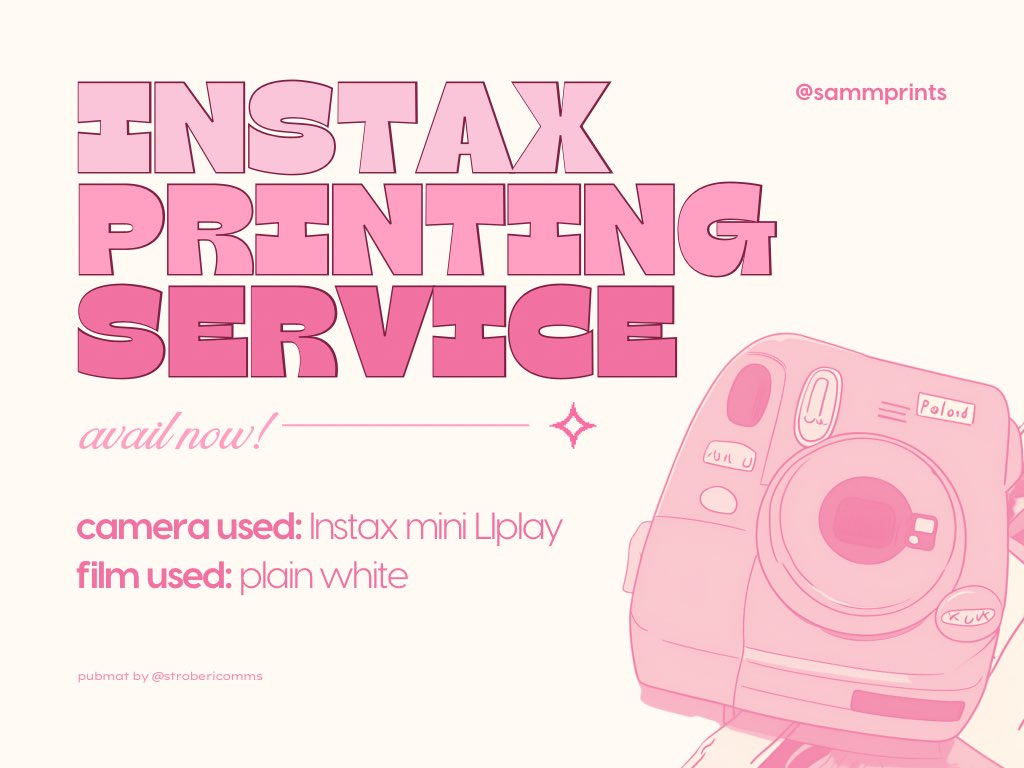 sammprints's tweet photo. 。.: ⛦ 🍧 wts lfb ph 

. . . ₱45 per film 
— no minimum order !
can print any photos, open to all. 
plain film only ><

feel free to dm us if you have any questions ! 

t. lf instax polaroid printing service fujifilm mini instax https://t.co/vmq1iFysmw