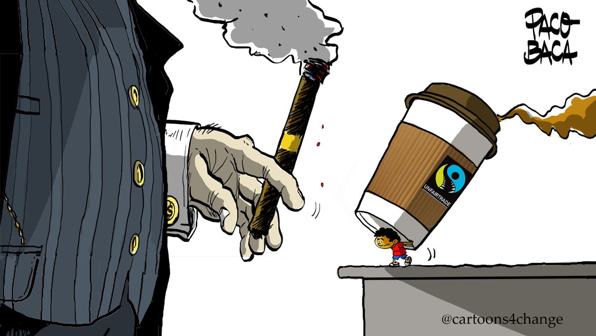 Cartoons4Change's tweet photo. Illustration: "@FAIRTRADE" IS UNFAIRTRADE WITH CHILD LABOR! by @pacobaca, from Mexico, for @cartoons4change #ZeroChildLabor June 12th #WorldDayAgainstChildLabor https://t.co/kXeq711Ihh