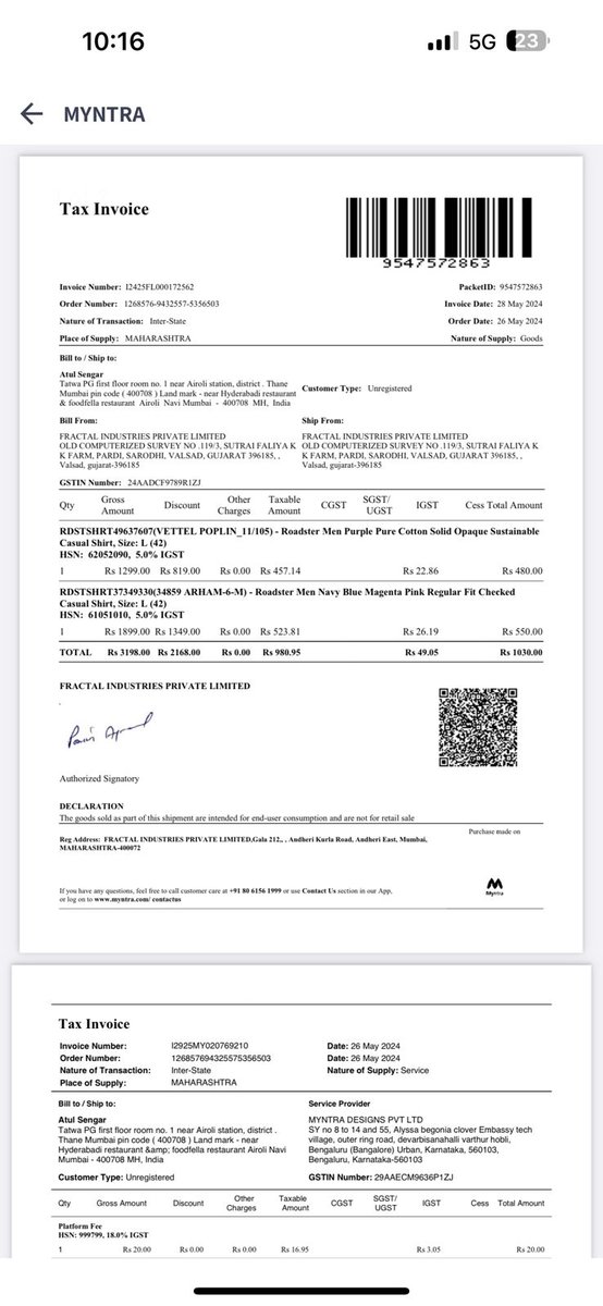 AnujPra77756782's tweet photo. #MukeshBansal #Myntra I had ordered 3 shirts from Myntra, only one of them was delivered and the people of Myntra say that they have delivered three shirts, it is a thief company! https://t.co/dwJy35e9RM