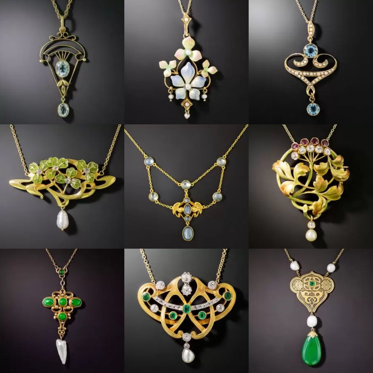 Edwardian_Days's tweet photo. Art Nouveau pendant necklaces from 1895-1910.  

Source: Lane https://t.co/NnnOeqeQkT https://t.co/Z4FXpDh2HQ