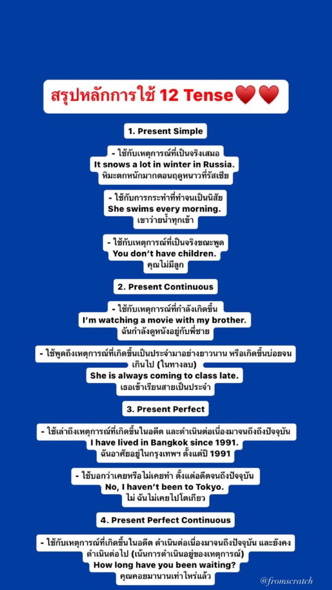 📌เธรดสรุปหลักการใช้ Tense ง่ายๆ