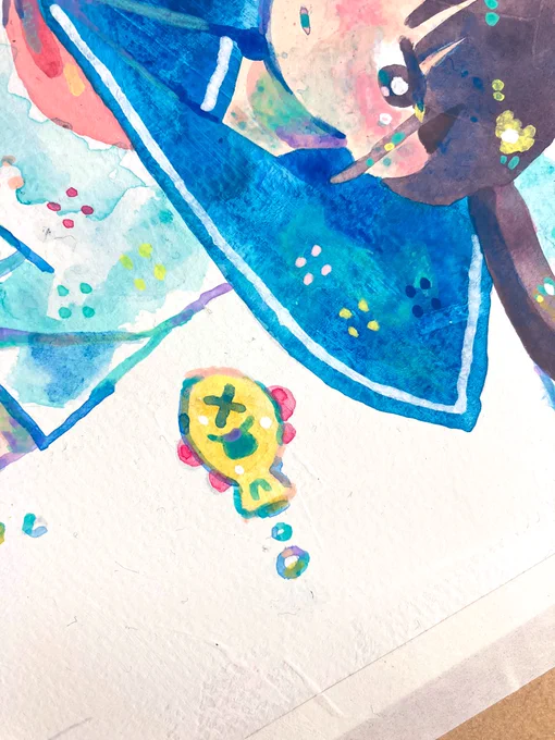 久しぶりの絵の具、タノシイ!