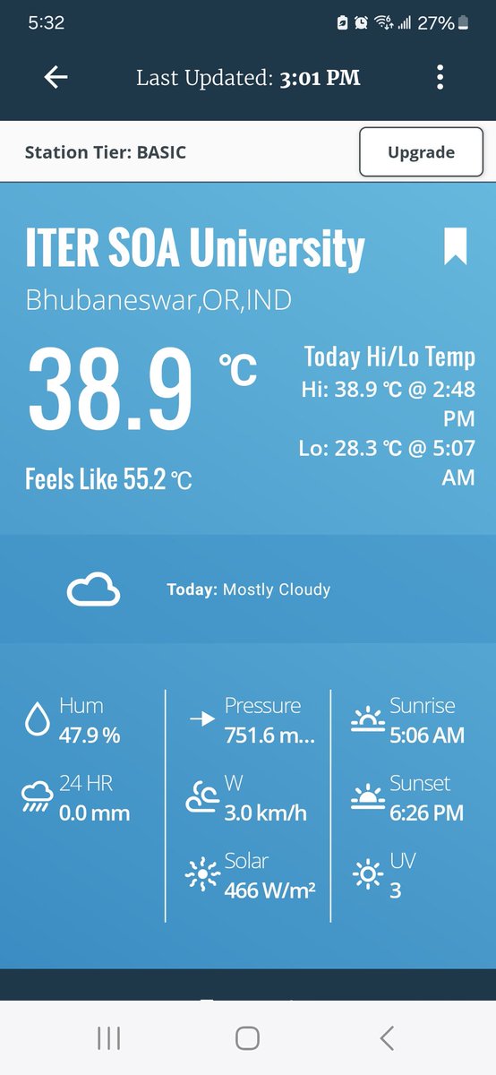 Neal Phillip, Ph.D. (@nhphillip) on Twitter photo Opressive heat in #Odisha, India! The five weather stations installed by <a href="/ParamitaSen17/">Paramita Sen</a> <a href="/BCCcuny/">Bronx Comm. College</a> <a href="/CUNY/">The City University of New York</a> as part of our <a href="/USAndHyderabad/">U.S. Consulate General Hyderabad</a> public diplomacy grant in #India all reporting temp around 40ºC. The feel like temp when humidity is factored is between 55 - 62 ºC! Be safe all! Opressive heat in #Odisha, India! The five weather stations installed by <a href="/ParamitaSen17/">Paramita Sen</a> <a href="/BCCcuny/">Bronx Comm. College</a> <a href="/CUNY/">The City University of New York</a> as part of our <a href="/USAndHyderabad/">U.S. Consulate General Hyderabad</a> public diplomacy grant in #India all reporting temp around 40ºC. The feel like temp when humidity is factored is between 55 - 62 ºC! Be safe all!
