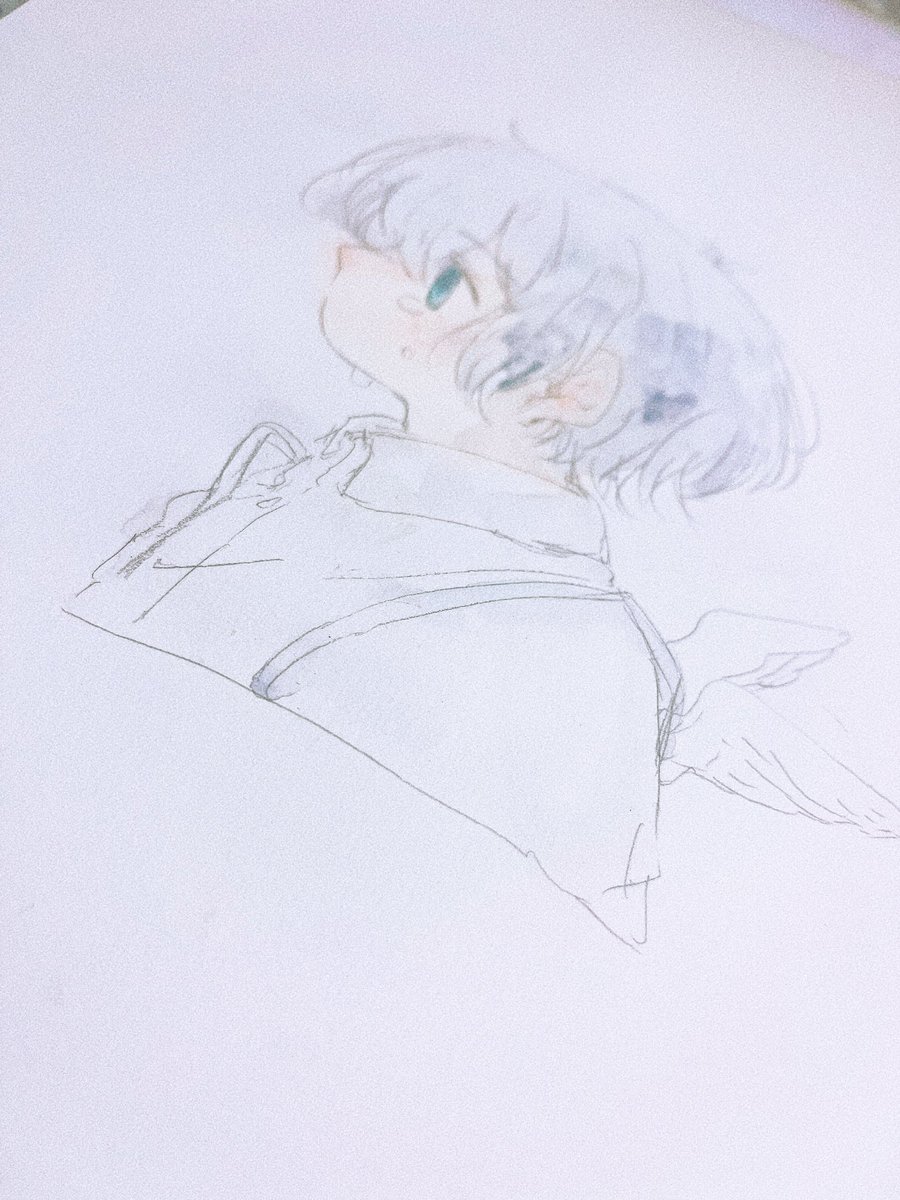 「久しぶりにこっちにイラスト載せようと落書きちまちま 水をだっ!!!っと溢してしま」|みい🕊のイラスト