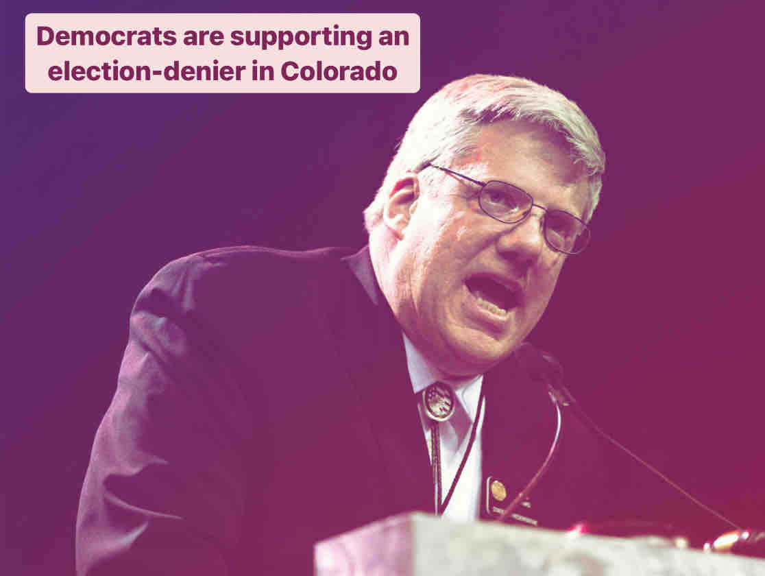 fwd_maryland's tweet photo. Democratic group is running ads boosting GOP election denier in Colorado congressional race
A Democratic super PAC is spending at least $84,000, and counting, to air ads boosting an election denier in the Republican primary.
https://t.co/WY5WJSUpb1
#hypocracy #2partysystem https://t.co/PlqVG62twc