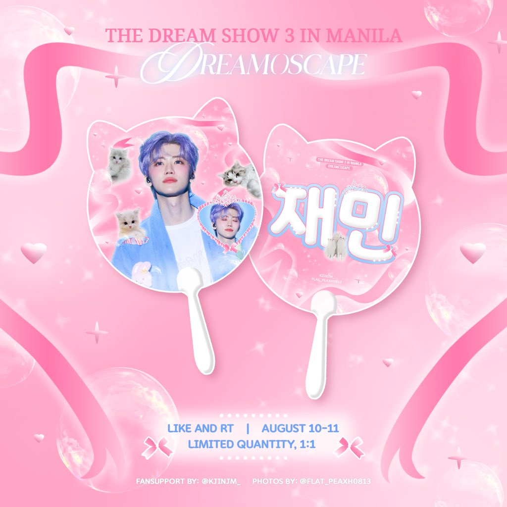 THE DREAM SHOW 3 IN MANILA 🎀

#JAEMIN fansupport by <a href="/kjinjm_/">rich ♡</a> ₍ᐢ..ᐢ₎

𐙚 cat shaped fan with handle
𐙚 1:1 only; prio those who are attending the concert 
𐙚 available for both days 
𐙚 like &amp; rt

Thank you <a href="/flat_peaxh0813/">𝙁𝙡𝙖𝙩_𝙥𝙚𝙖𝙭𝙝</a> for allowing me to use your photos 💖
Design &amp; pubmat