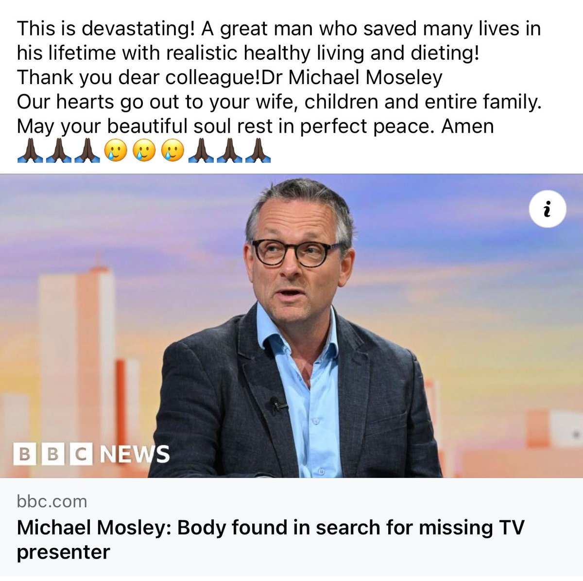 A very sad day! Sometimes one is tempted to ask Why? May Michael Moseley be received with love in heaven!
Rest in perfect peace!
🙏🏿🙏🏿🙏🏿🥲🥲🥲🙏🏿🙏🏿🙏🏿
