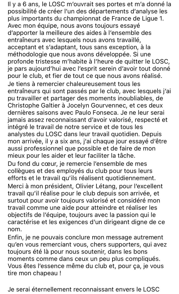 Le Petit Lillois ⚜️ (@lepetitlillois) on Twitter photo 👋 Les superbes adieux de <a href="/dperez_castillo/">Diego Pérez</a>, responsable de la cellule vidéo et de l'analyse de l'adversaire.
Après 6 années passées dans le Nord, Diego Perez va relever un nouveau challenge, celui d’être l’adjoint de Cesc Fabregas à Côme (Serie A).
Bonne chance Diego ! 💪 👋 Les superbes adieux de <a href="/dperez_castillo/">Diego Pérez</a>, responsable de la cellule vidéo et de l'analyse de l'adversaire.
Après 6 années passées dans le Nord, Diego Perez va relever un nouveau challenge, celui d’être l’adjoint de Cesc Fabregas à Côme (Serie A).
Bonne chance Diego ! 💪
