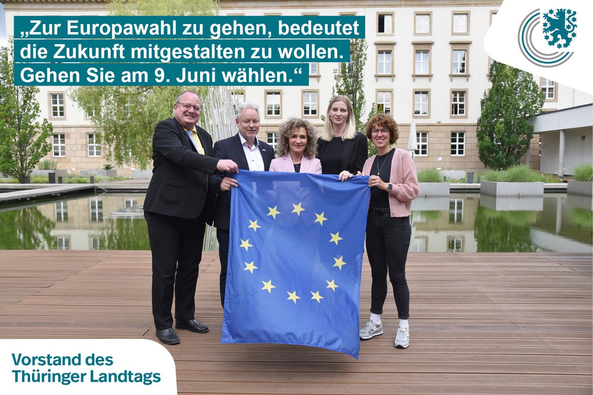 Thüringer Landtag (@thuerlandtag) on Twitter photo Guten Morgen! ☕ In diesen Minuten öffnen die Wahllokale.🚪🙌 Der Vorstand des Thüringer Landtags ruft auf, sich zu beteiligen. Denn zur #Wahl zu gehen, bedeutet die #Zukunft mitgestalten zu wollen. 🇪🇺 🤝🇩🇪 <a href="/TLTpommer/">Birgit Pommer</a> | <a href="/henry_worm/">Henry Worm</a> | <a href="/dialehm/">Diana Lehmann</a> | <a href="/henfling_m/">Madeleine Henfling</a> | <a href="/DirkBergner/">Dirk Bergner</a> Guten Morgen! ☕ In diesen Minuten öffnen die Wahllokale.🚪🙌 Der Vorstand des Thüringer Landtags ruft auf, sich zu beteiligen. Denn zur #Wahl zu gehen, bedeutet die #Zukunft mitgestalten zu wollen. 🇪🇺 🤝🇩🇪 <a href="/TLTpommer/">Birgit Pommer</a> | <a href="/henry_worm/">Henry Worm</a> | <a href="/dialehm/">Diana Lehmann</a> | <a href="/henfling_m/">Madeleine Henfling</a> | <a href="/DirkBergner/">Dirk Bergner</a>