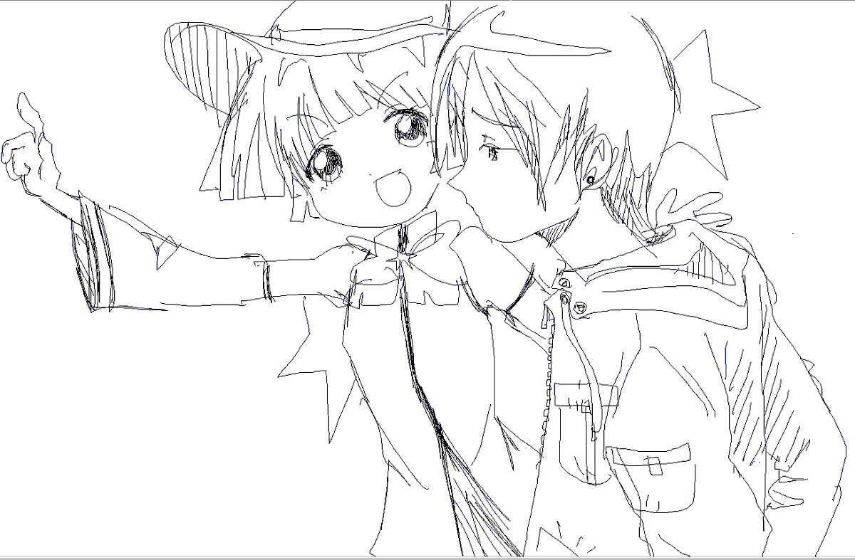 TrurLarvae's tweet image. mirakurun from yuru yuri and someone else sketch