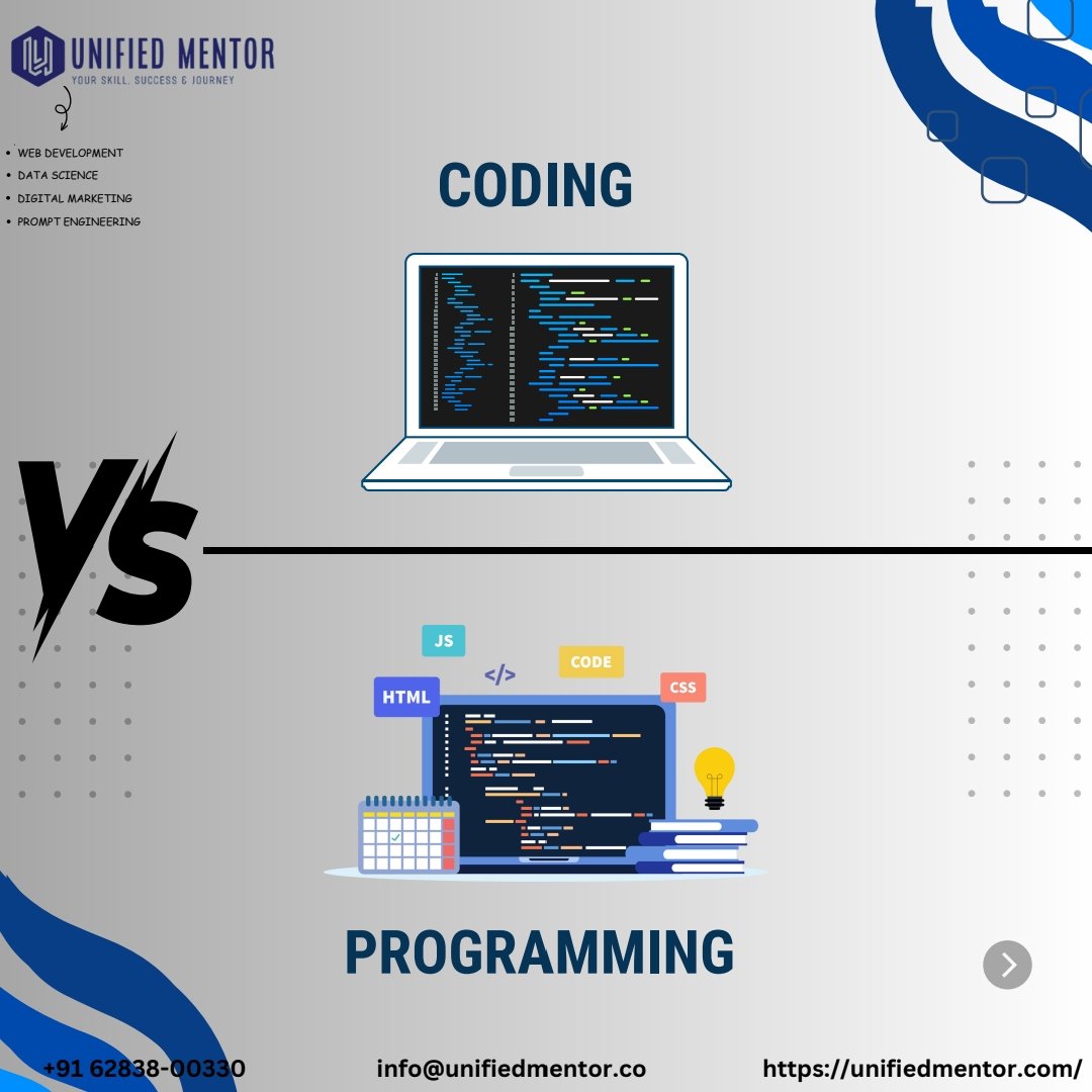 unifiedmentor's tweet image. 🖥️ Decoding the Difference: Coding Vs. Programming 💡

👉 Coding: Writing the Instructions
👉 Programming: Crafting Solutions

Let&apos;s break it down! 💻 Which side are you on?
.
.
 #unifiedmentor #codingvsprogramming #coding #programming #techtalk #techdebate #digitalskills