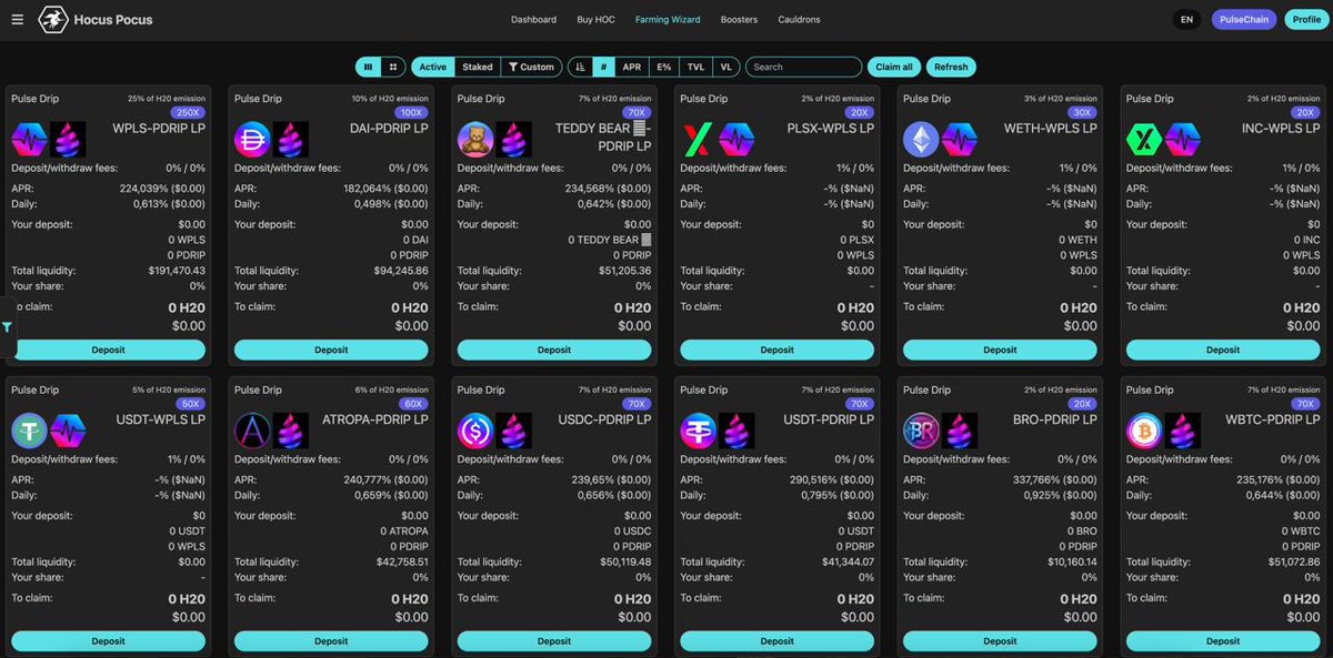 HocusPocusFi's tweet photo. We've added @Pulsechaindrip to the Farming Wizard💧

#PulseChain https://t.co/v8jUFslZW7
