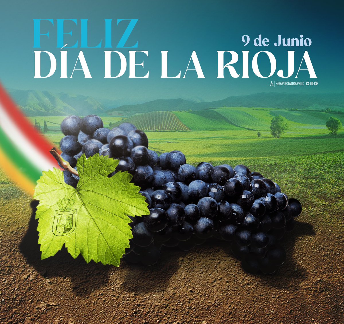 apostagraphic's tweet photo. 9 de junio, ¡Feliz Día de La Rioja!

#9J #9deJunio #DíadeLaRioja #9deJunioDiadeLaRioja  #LaRioja  #LaRiojaPorBandera #MiTierraEsLaRioja #DePuraCepa 

! Viva La Rioja !  🔴⚪️🟢🟡 https://t.co/FhtgoRjfo5