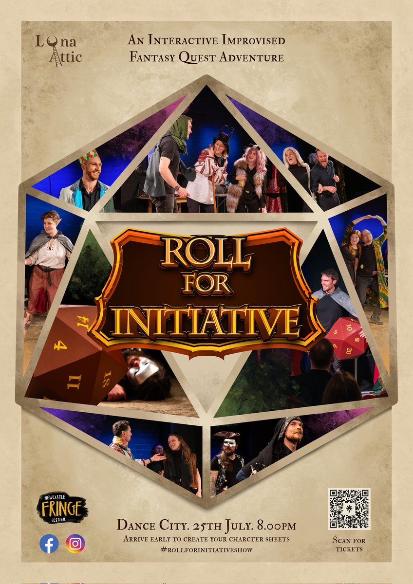 RollForShow's tweet image. WE'RE BACK! For 1 night only at @FringeNewcastle! At a new space as well!
We can't wait to see you there!
ticketsource.co.uk/newcastle-frin…
#rollforinitiativeshow #newcastlefringefestival #whatsontheatre #fringetheatre #interactivetheatre #improv #livegaming #gamingmeetstheatre