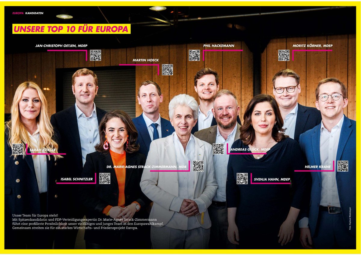 Hier noch einmal die 10 Gesichter zu den FDP-Kandidaten, die heute zur Europawahl auf dem Wahlzettel stehen. Eine starke Truppe für 🇪🇺🇪🇺🇪🇺

#Europa #FDP #freiedemokraten #reneweurope #teamwork