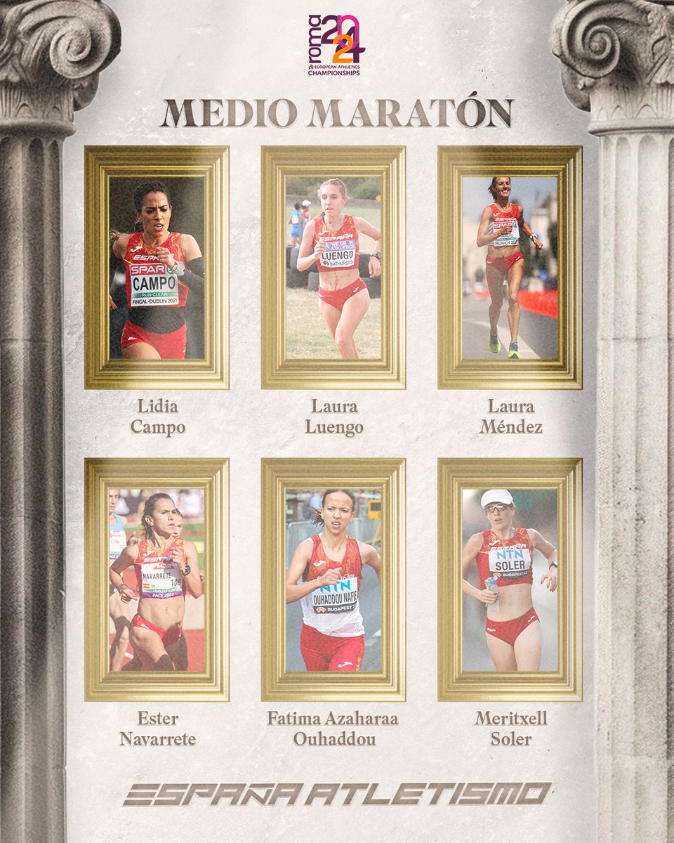 atletismoRFEA (@atletismorfea) on Twitter photo Estas chicas 🇪🇸 quieren dar mucha, mucha guerra <a href="/earoma2024/">Roma2024 European Athletics Championships</a>
⏰ 9:30 h Medio Maratón 🚺
👉 <a href="/LidiaCampo/">Lidia Campo Sastre</a> SB 1:11:37 PB 1:1:37 (2024)
Su primer Europeo AL
👉 <a href="/LauraLuengo/">Laura Luengo</a> SB - PB 1:09:41 (2023)
Plusmarquista 🇪🇸
Su primer Europeo AL
👉 <a href="/laurix_me/">laura mendez esquer OLY</a> SB - PB 1:11:55 (2023)
32ª Estas chicas 🇪🇸 quieren dar mucha, mucha guerra <a href="/earoma2024/">Roma2024 European Athletics Championships</a>
⏰ 9:30 h Medio Maratón 🚺
👉 <a href="/LidiaCampo/">Lidia Campo Sastre</a> SB 1:11:37 PB 1:1:37 (2024)
Su primer Europeo AL
👉 <a href="/LauraLuengo/">Laura Luengo</a> SB - PB 1:09:41 (2023)
Plusmarquista 🇪🇸
Su primer Europeo AL
👉 <a href="/laurix_me/">laura mendez esquer OLY</a> SB - PB 1:11:55 (2023)
32ª