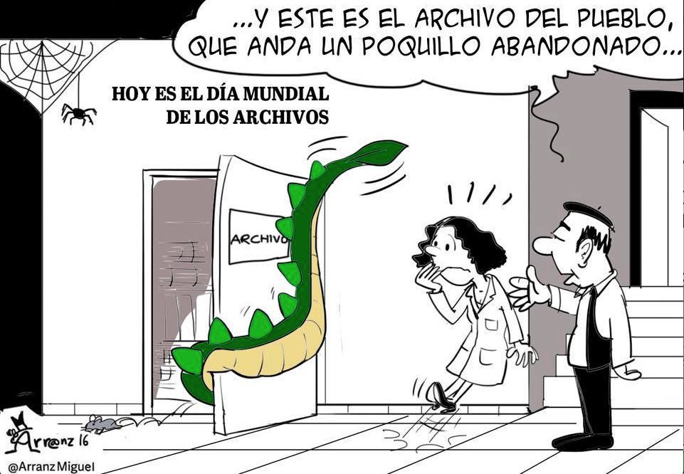 BurriezaMateos's tweet photo. Hoy es el Día de los #Archivos y con estas viñetas de @Sanson__ (Archivo de #Simancas) y @ArranzMiguel (#ArchivosMunicipales), quiero recordar que muchos de los más de 8.000 municipios en España carecen archivero(s)/a(s) profesionales. #IAW2024 #DíaMundialDeLosArchivos https://t.co/mP7BzzMleB
