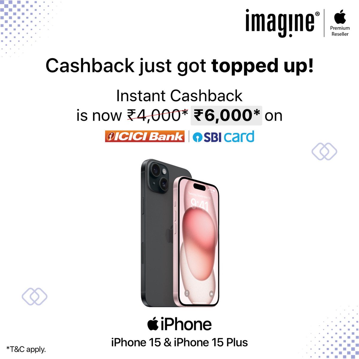 ImagineApplePR's tweet photo. Exciting news for Apple enthusiasts! Cashback on MacBook, iPhone 15 and iPhone 15 Plus has increased.
Shop @ https://t.co/Up2M469B8B
Visit Store @ https://t.co/EQTkrn5mNB
๐ 82874-82874
#Apple #Tresor #Imagine #iPhone #MacBook #AirPods #ProtectPlus #Offers #Sale #SummerFest https://t.co/lsNnzxLxE7