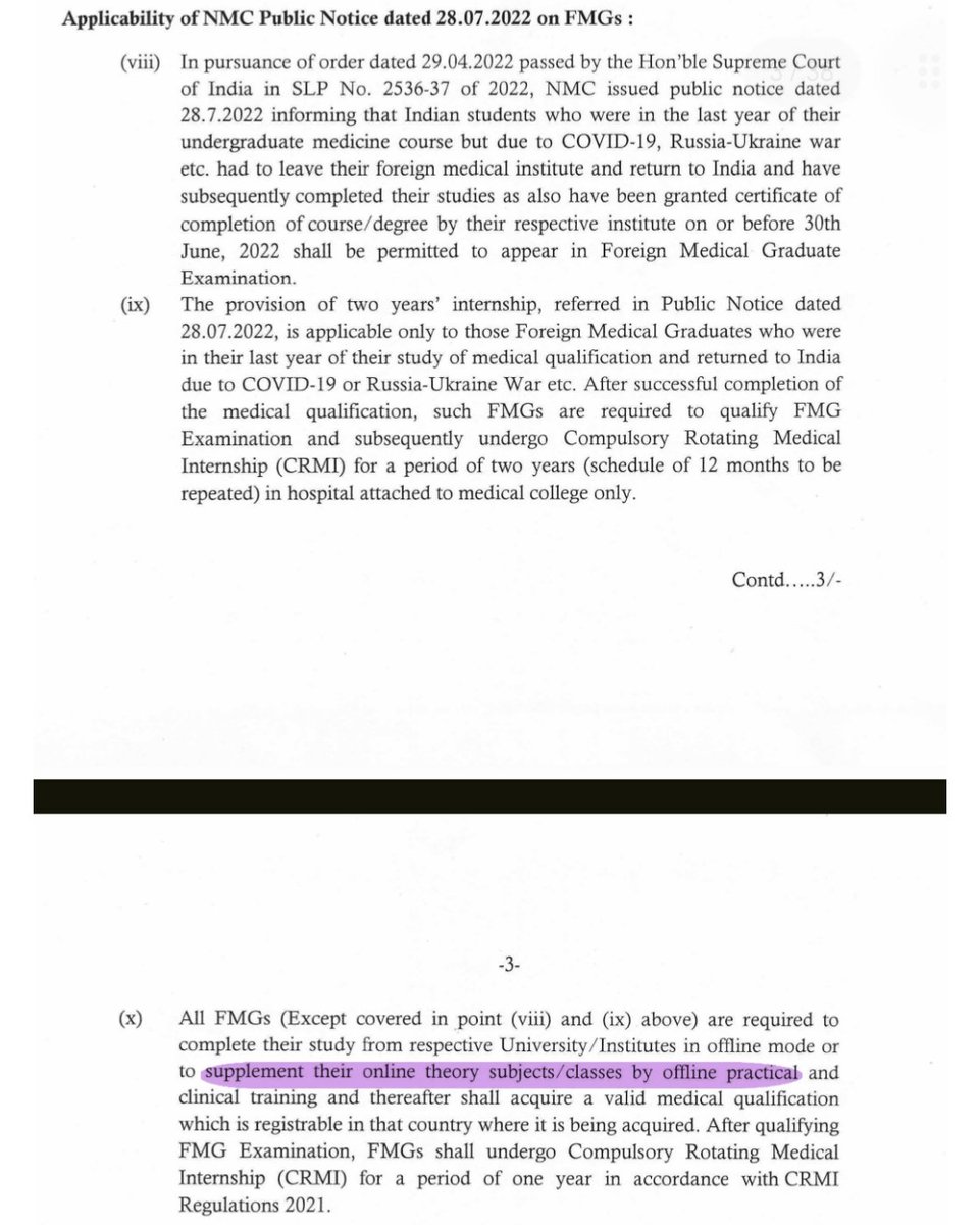 connect_ais's tweet photo. COMPLETE U-TURN OR ILLIGITIMACY of @NMC_IND

Pic 1: FMGs must finish studies offline or combine online theory with offline practical training.

Pic 2: Certificates for online theory supplemented by offline training not accepted; now, required to do two/three years of internship. https://t.co/NWbCOfrB14