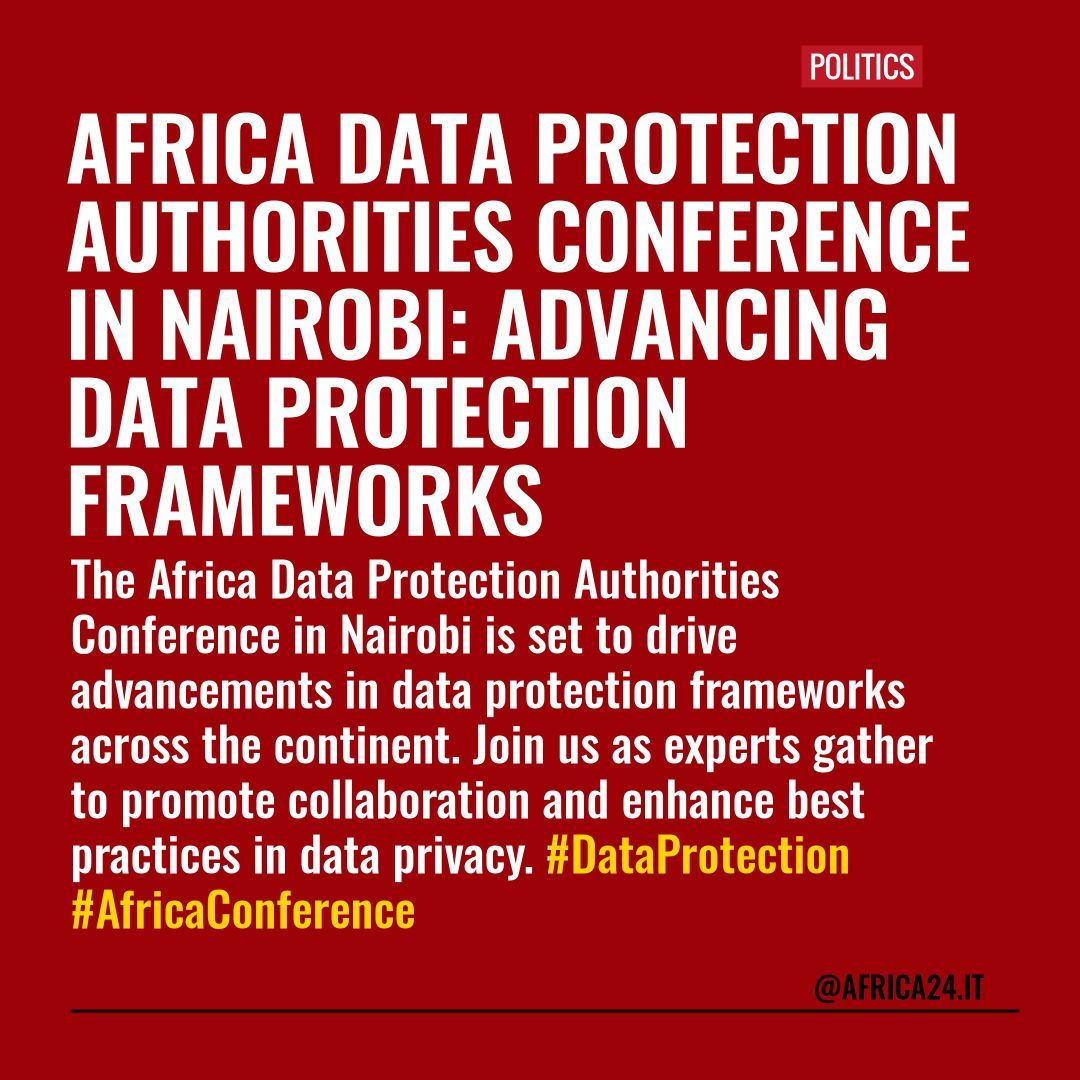 Africa24it's tweet image. Exciting news from Nairobi! The Africa Data Protection Authorities Conference is uniting experts to strengthen data protection frameworks across the continent. Collaboration and knowledge sharing at its best! #DataProtec
 buff.ly/3VwTUKC