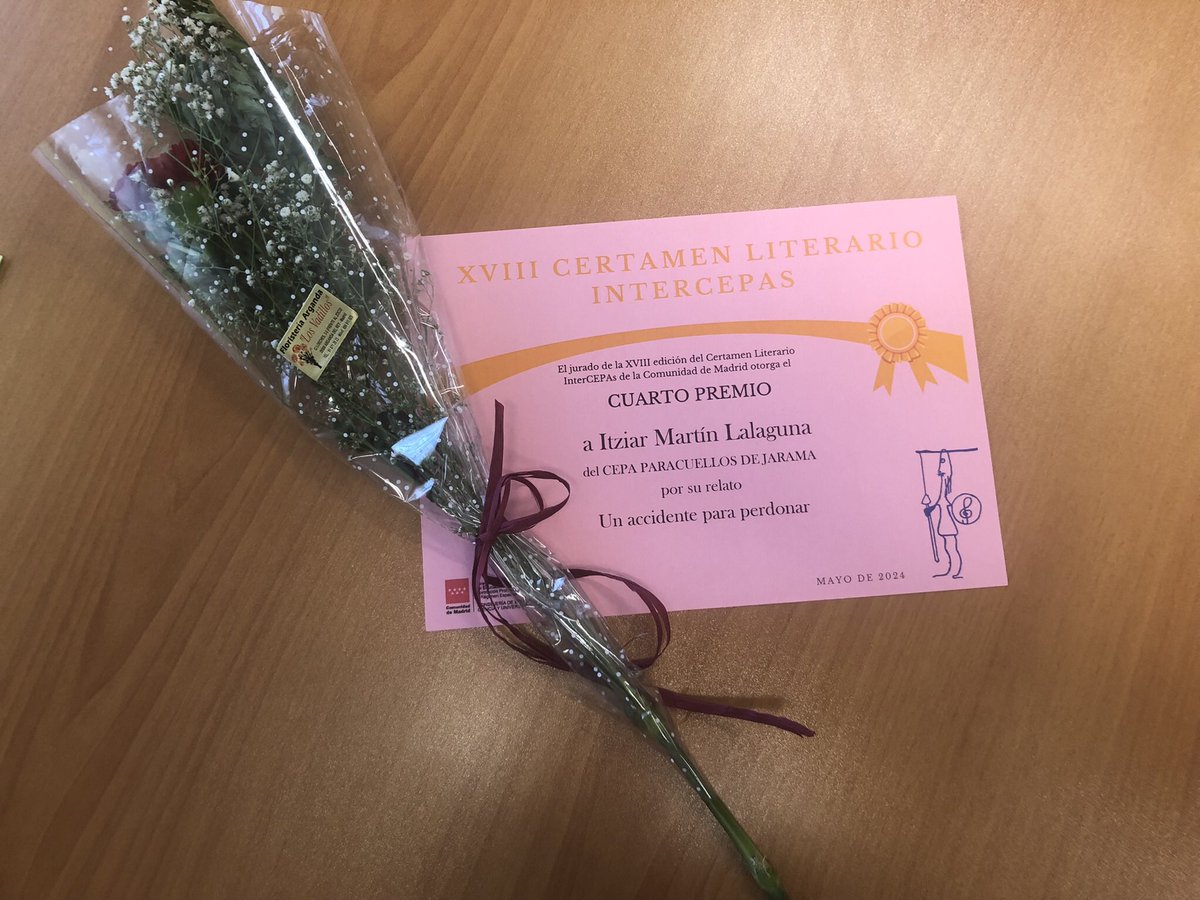📝 Enhorabuena a nuestra alumna Itziar, de nuestro grupo de Nivel II ESO de Daganzo, por su cuarto premio en el XVIII Certamen Literario InterCEPA de la Comunidad de Madrid con su bonito relato Un Accidente para Perdonar 👏👏👏👏😍😍 <a href="/AytodeDaganzo/">AytodeDaganzo</a>