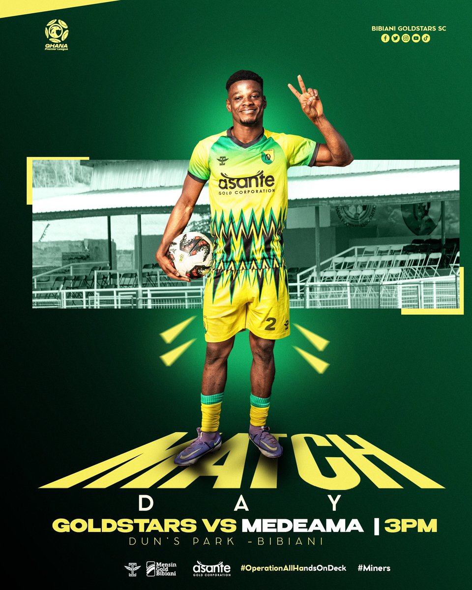 GoldStarsSc's tweet image. For the final time at Dun’s Park this season: it’s matchday! 💛💚

#operationsallhandsondeck #GhanaPremierLeague #Week33