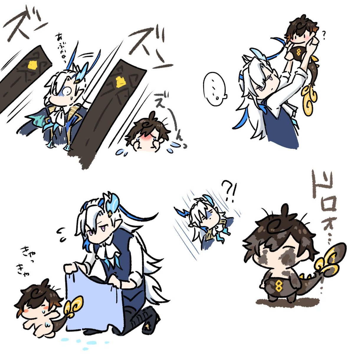 ヌヴィレット(原神) 「ばぶせんせvs水龍 」|くーすけのイラスト