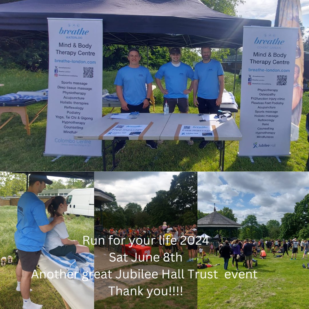 breathelondon's tweet photo. Another great Jubilee Hall Trust event - hundreds of happy runners and Stan, Will and Stephen from Breathe London in Covent Garden providing the sports massages :) @JubileeHallTrst @impactmassage https://t.co/E9V9wN6gbu