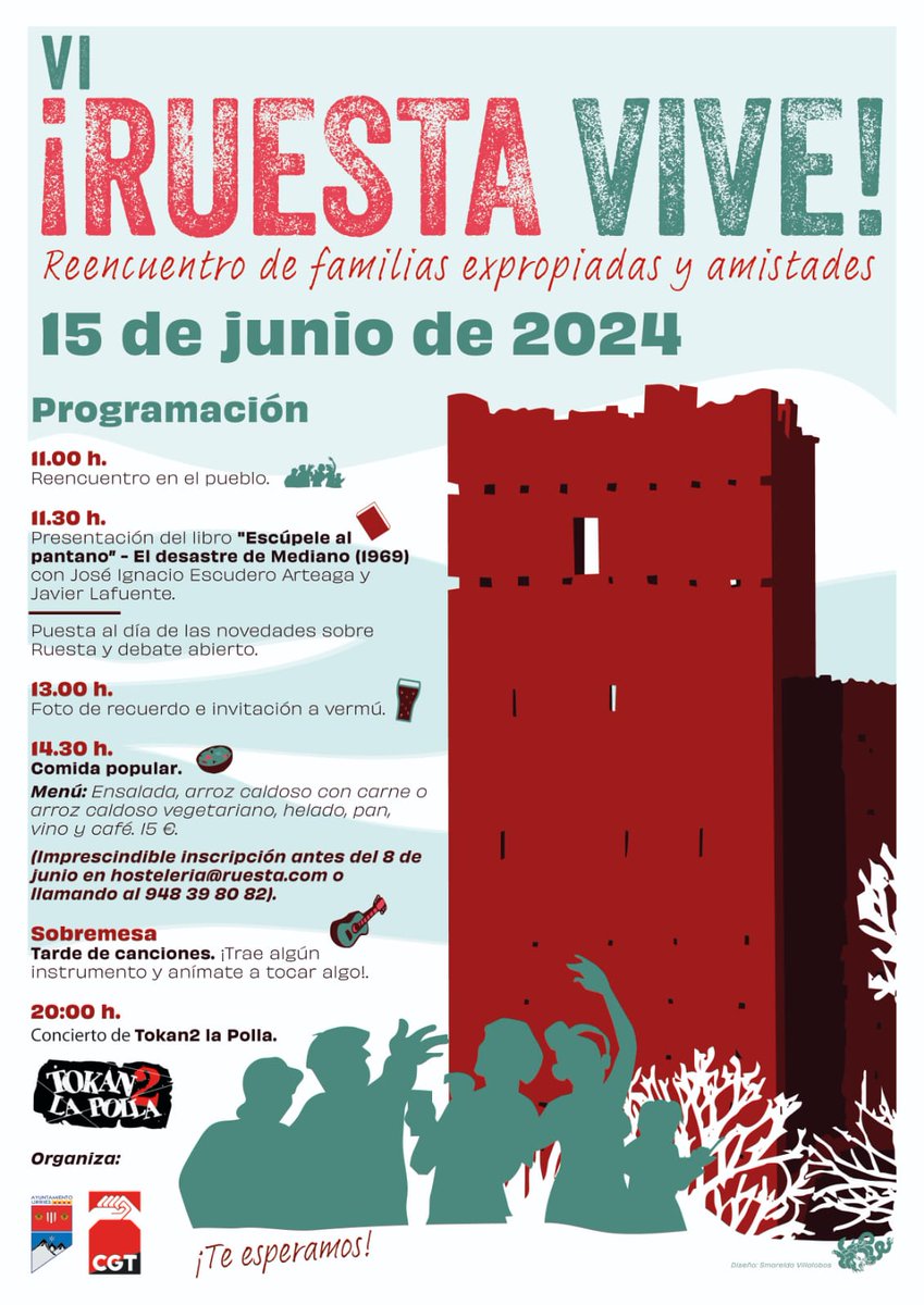 RuestaVivaCGT's tweet photo. El próximo sábado 15 de junio, pásate por #Ruesta y comparte con nosotras el VI ¡Ruesta Vive!

📢 Hemos ampliado el plazo para apuntarse a la comida hasta hoy. ¡Llama y reserva! https://t.co/9SM3eD59VM