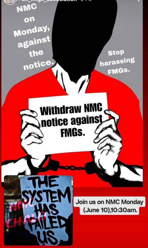 Butterrrcapeesh's tweet image. Dear Indian citizens,
Your young doctors are going to be treated as bonded laborers without pay for the next 2-3years of their lives.
Slavery at its peak.
Stop this from happening
#FMGs
#stopharassingfmgs
#withdraw_nmc_notice
@thevirdas @DhruvRatheeIN @aajtak @vaebchandra