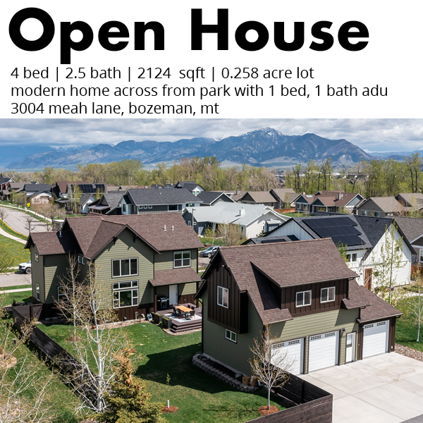 KnoffGroup's tweet photo. **OPEN TODAY, SUNDAY, JUNE 9, 1-3PM!**
Meticulous home with ADU in Bozeman - across from a neighborhood park, this home features clean design &amp; an excellent floorplan on a spacious lot.
https://t.co/yV1oRbYqLm
Listed by Marcie Hahn-Knoff, Broker | REALTOR® Knoff Group Real Estate https://t.co/Y4I3LjWMBs