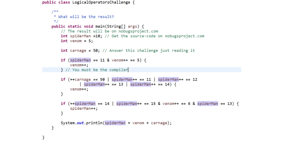 RafaDelNero's tweet photo. Spot the difference in Bitwise vs Logical Operators in Java? ๐ค And understand logical operators. Test your skills with this challenge!
๐ https://t.co/0C7CMuPkOK
#LogicalOperators #CodingChallenge #TestYourSkills https://t.co/gk3OOgjxIT
